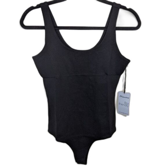 Shinestar Black Ponte Snap Bodysuit Bra Friendly Scoop Neck Medium - Picture 1 of 11